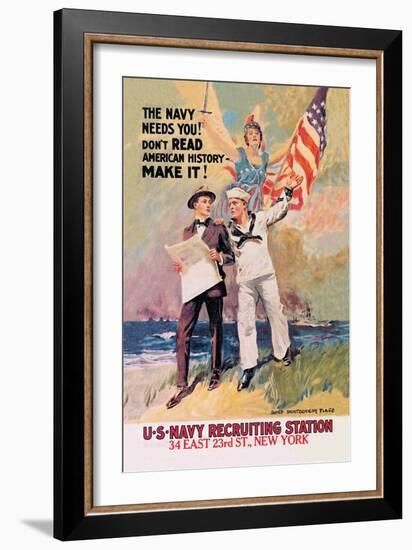 The Navy Needs You-James Montgomery Flagg-Framed Art Print