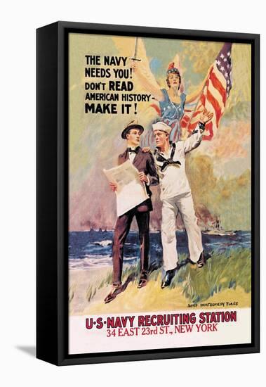 The Navy Needs You-James Montgomery Flagg-Framed Stretched Canvas