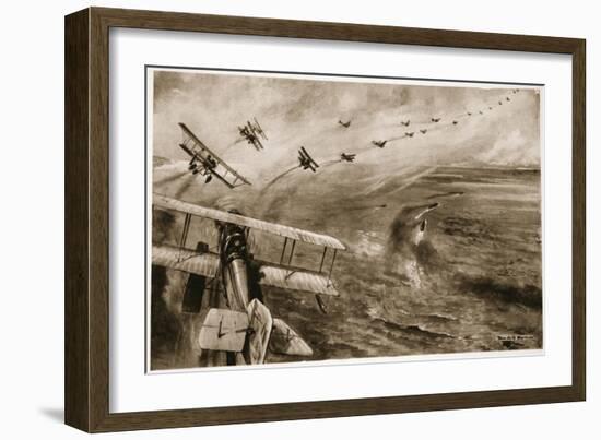 The Navy's 'Wild Ducks': the Start of the First of the Great Air-Raids on the Zeebrugge-Ostend-English School-Framed Giclee Print