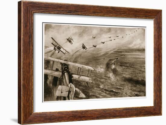 The Navy's 'Wild Ducks': the Start of the First of the Great Air-Raids on the Zeebrugge-Ostend-English School-Framed Giclee Print