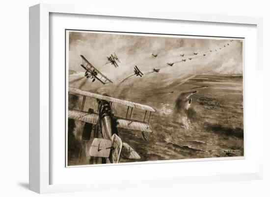 The Navy's 'Wild Ducks': the Start of the First of the Great Air-Raids on the Zeebrugge-Ostend-English School-Framed Giclee Print