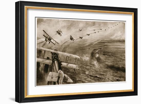 The Navy's 'Wild Ducks': the Start of the First of the Great Air-Raids on the Zeebrugge-Ostend-English School-Framed Giclee Print