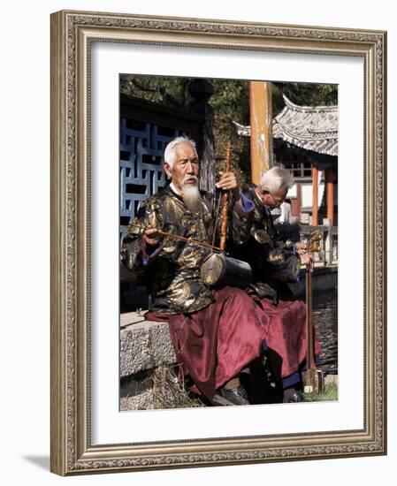 The Naxi Orchestra Pracisting by the Black Dragon Pool, Lijiang, Yunnan Province, China-Doug Traverso-Framed Photographic Print