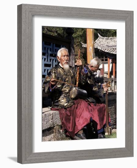 The Naxi Orchestra Pracisting by the Black Dragon Pool, Lijiang, Yunnan Province, China-Doug Traverso-Framed Photographic Print