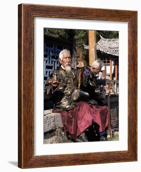 The Naxi Orchestra Pracisting by the Black Dragon Pool, Lijiang, Yunnan Province, China-Doug Traverso-Framed Photographic Print