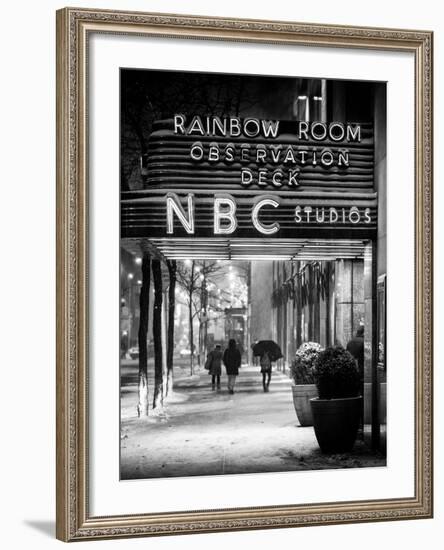 The NBC Studios in the New York City in the Snow at Night-Philippe Hugonnard-Framed Photographic Print