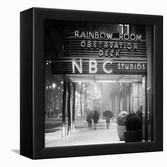 The NBC Studios in the New York City in the Snow at Night-Philippe Hugonnard-Framed Premier Image Canvas