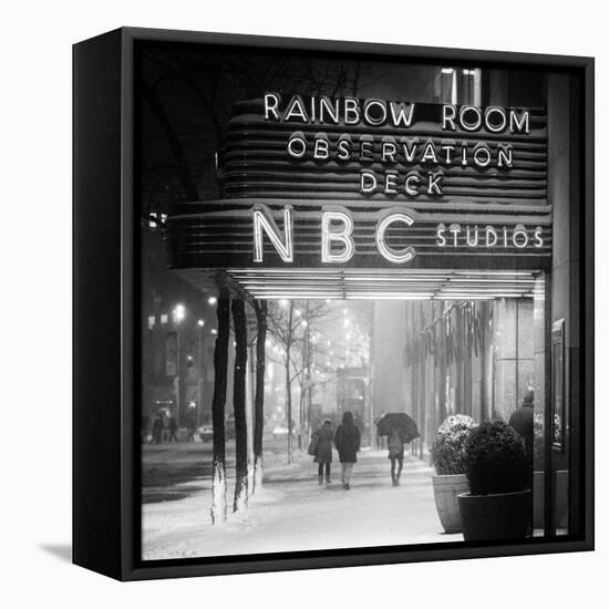 The NBC Studios in the New York City in the Snow at Night-Philippe Hugonnard-Framed Premier Image Canvas