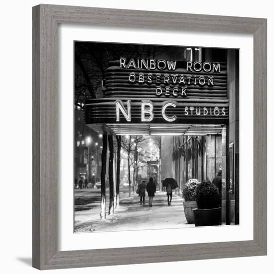 The NBC Studios in the New York City in the Snow at Night-Philippe Hugonnard-Framed Photographic Print