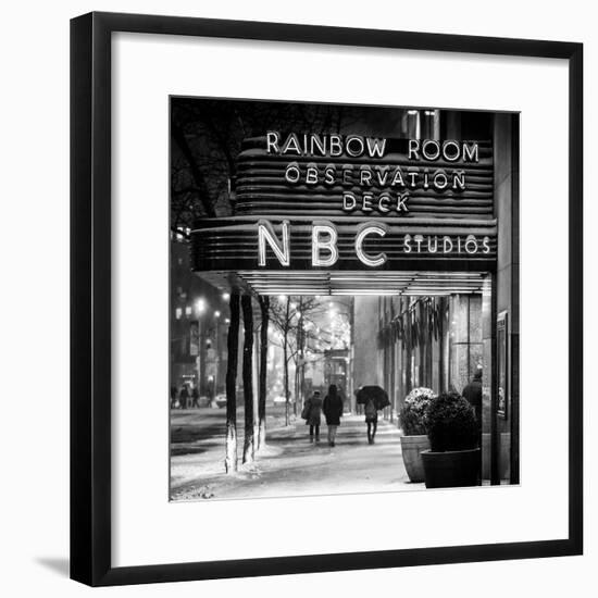 The NBC Studios in the New York City in the Snow at Night-Philippe Hugonnard-Framed Photographic Print