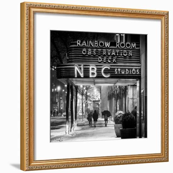 The NBC Studios in the New York City in the Snow at Night-Philippe Hugonnard-Framed Photographic Print