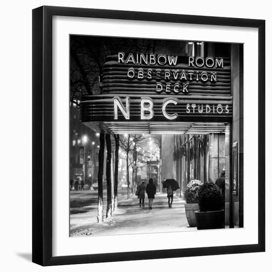 The NBC Studios in the New York City in the Snow at Night-Philippe Hugonnard-Framed Photographic Print