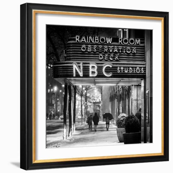 The NBC Studios in the New York City in the Snow at Night-Philippe Hugonnard-Framed Photographic Print