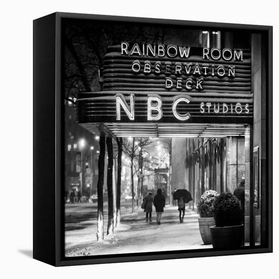The NBC Studios in the New York City in the Snow at Night-Philippe Hugonnard-Framed Premier Image Canvas