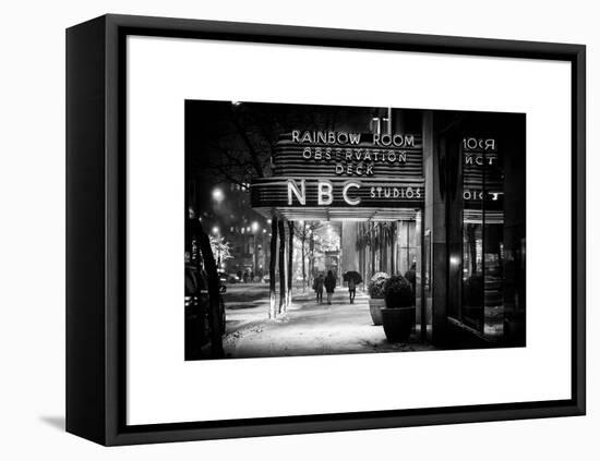 The NBC Studios in the New York City in the Snow at Night-Philippe Hugonnard-Framed Stretched Canvas