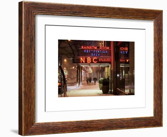 The NBC Studios in the New York City in the Snow at Night-Philippe Hugonnard-Framed Art Print