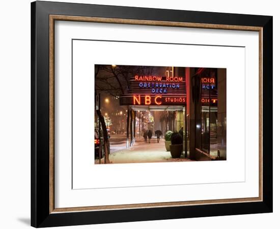 The NBC Studios in the New York City in the Snow at Night-Philippe Hugonnard-Framed Art Print