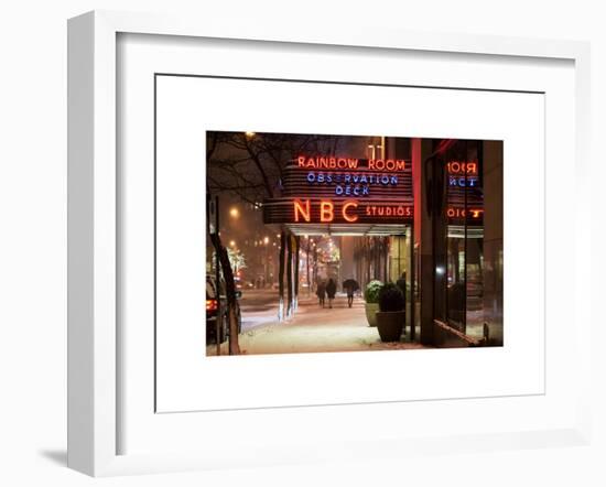 The NBC Studios in the New York City in the Snow at Night-Philippe Hugonnard-Framed Art Print