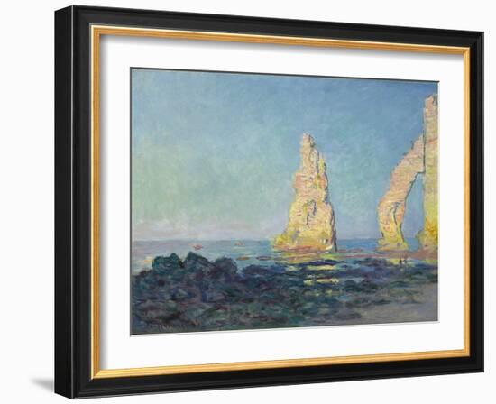 The Needle of Etretat, Low Tide; Aiguille D'Etretat, Maree Basse, 1883-Claude Monet-Framed Giclee Print