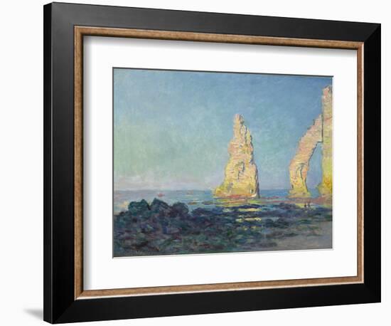 The Needle of Etretat, Low Tide; Aiguille D'Etretat, Maree Basse, 1883-Claude Monet-Framed Giclee Print