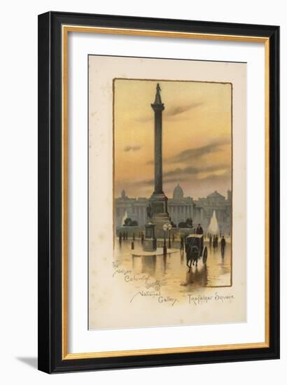 The Nelson Column, the National Gallery, Trafalgar Square-English School-Framed Giclee Print