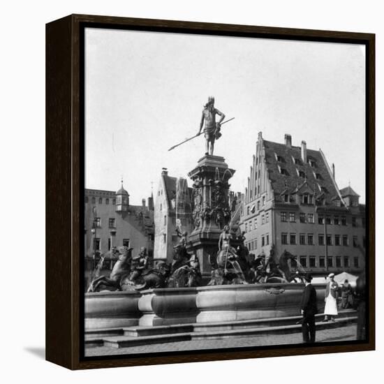 The Neptune Fountain, Nuremberg, Germany, C1900s-Wurthle & Sons-Framed Premier Image Canvas