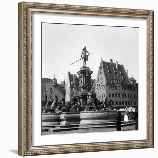 The Neptune Fountain, Nuremberg, Germany, C1900s-Wurthle & Sons-Framed Photographic Print