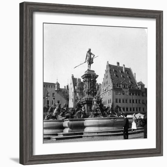 The Neptune Fountain, Nuremberg, Germany, C1900s-Wurthle & Sons-Framed Photographic Print