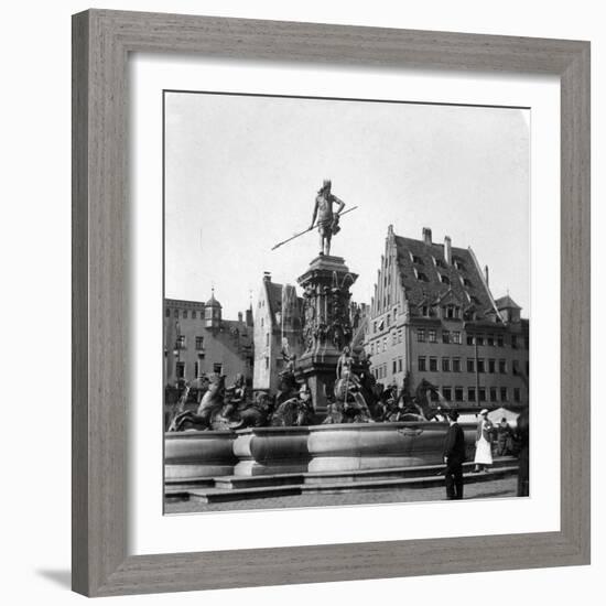 The Neptune Fountain, Nuremberg, Germany, C1900s-Wurthle & Sons-Framed Photographic Print