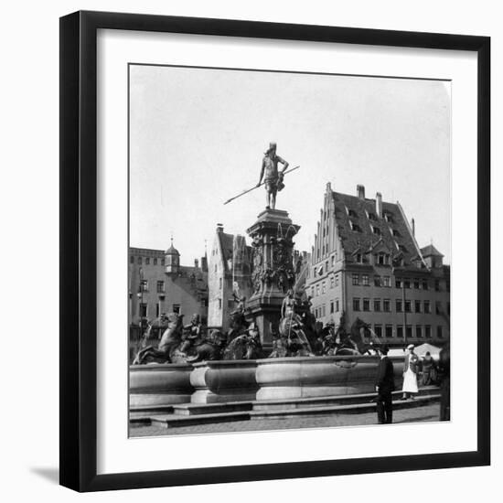 The Neptune Fountain, Nuremberg, Germany, C1900s-Wurthle & Sons-Framed Photographic Print