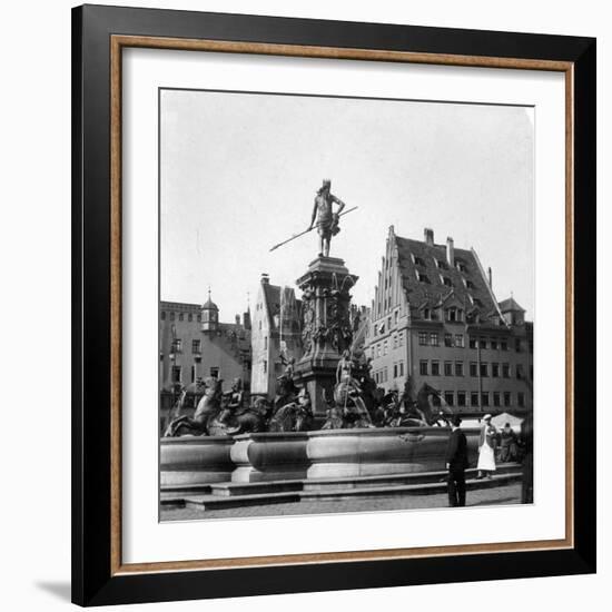 The Neptune Fountain, Nuremberg, Germany, C1900s-Wurthle & Sons-Framed Photographic Print