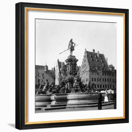 The Neptune Fountain, Nuremberg, Germany, C1900s-Wurthle & Sons-Framed Photographic Print