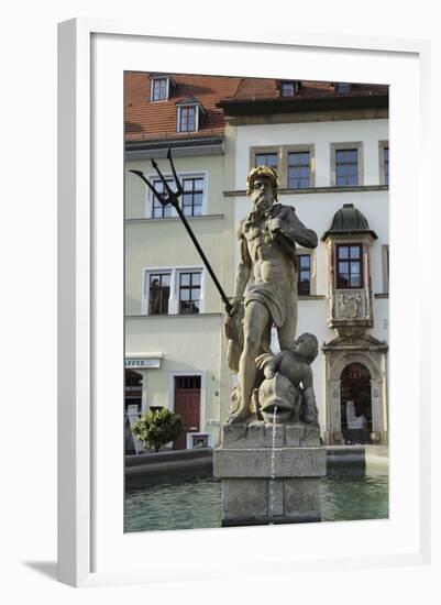 The Neptune Fountain on the Cobbled Market Place (Marktplatz) in Weimar, Thuringia, Germany, Europe-Stuart Forster-Framed Photographic Print