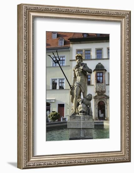 The Neptune Fountain on the Cobbled Market Place (Marktplatz) in Weimar, Thuringia, Germany, Europe-Stuart Forster-Framed Photographic Print