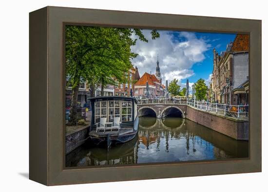 The Netherlands, Alkmaar, Church, Church Steeple, Canal-Ingo Boelter-Framed Premier Image Canvas