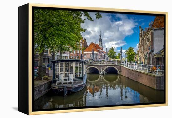 The Netherlands, Alkmaar, Church, Church Steeple, Canal-Ingo Boelter-Framed Premier Image Canvas