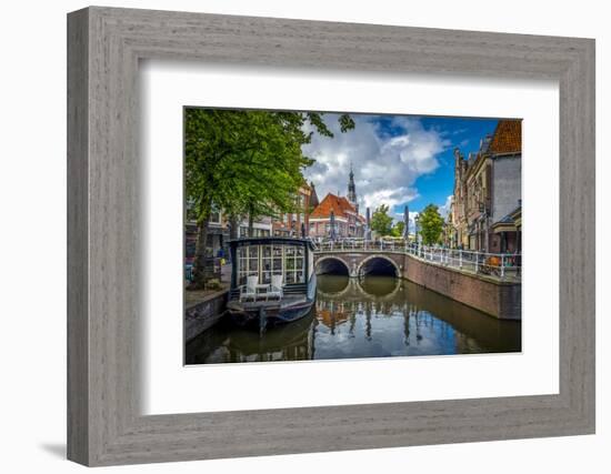 The Netherlands, Alkmaar, Church, Church Steeple, Canal-Ingo Boelter-Framed Photographic Print