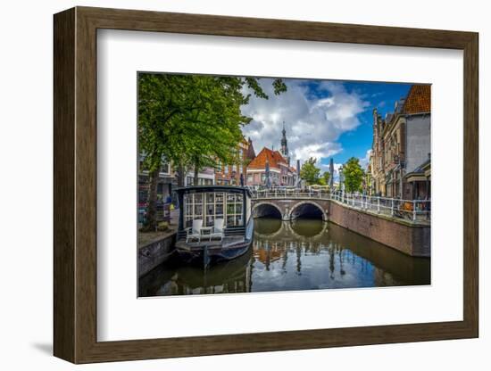 The Netherlands, Alkmaar, Church, Church Steeple, Canal-Ingo Boelter-Framed Photographic Print