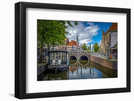 The Netherlands, Alkmaar, Church, Church Steeple, Canal-Ingo Boelter-Framed Photographic Print