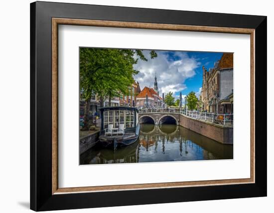 The Netherlands, Alkmaar, Church, Church Steeple, Canal-Ingo Boelter-Framed Photographic Print