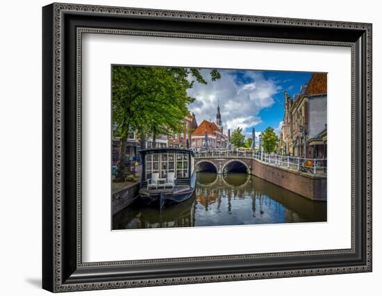 The Netherlands, Alkmaar, Church, Church Steeple, Canal-Ingo Boelter-Framed Photographic Print