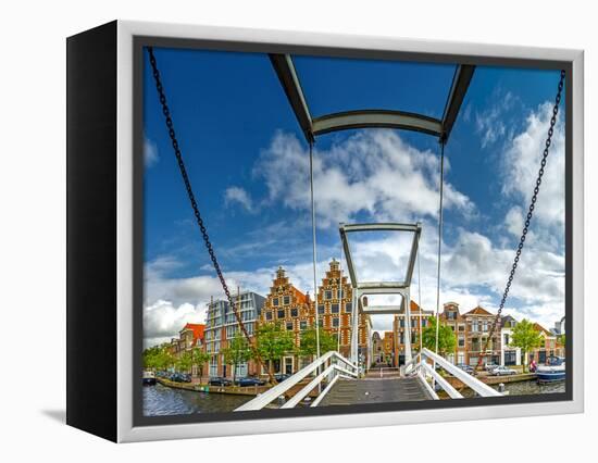 The Netherlands, Haarlem, Canal, Bridge, Drawbridge-Ingo Boelter-Framed Premier Image Canvas