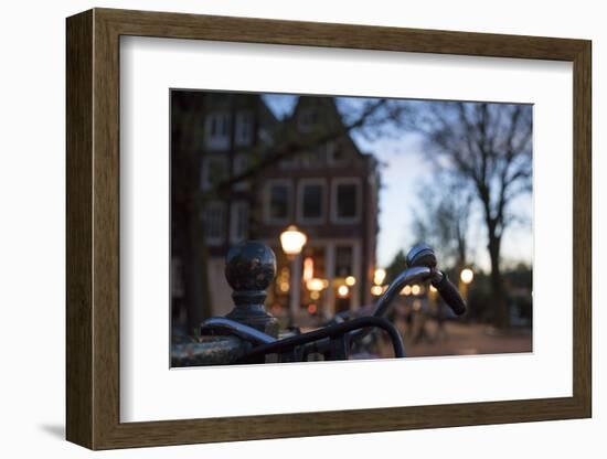 The Netherlands, Holland, Amsterdam, bicycle, handlebar, evening, light-olbor-Framed Photographic Print