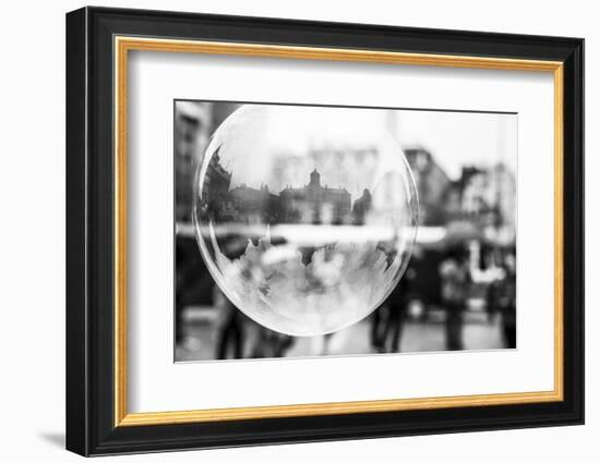 The Netherlands, Holland, Amsterdam, Dam, bursting bubble with reflexion-olbor-Framed Photographic Print