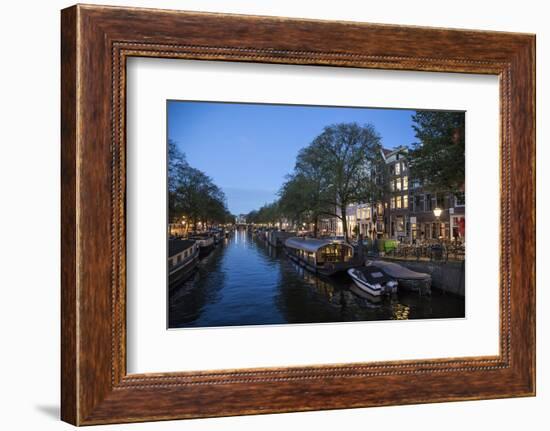 The Netherlands, Holland, Amsterdam, Prinsengracht, blue hour-olbor-Framed Photographic Print