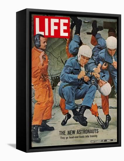 The New Astronauts, Astronauts Learning to Eat in Weightless Environment, September 27, 1963-Ralph Morse-Framed Premier Image Canvas