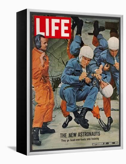 The New Astronauts, Astronauts Learning to Eat in Weightless Environment, September 27, 1963-Ralph Morse-Framed Premier Image Canvas