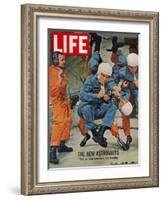 The New Astronauts, Astronauts Learning to Eat in Weightless Environment, September 27, 1963-Ralph Morse-Framed Photographic Print