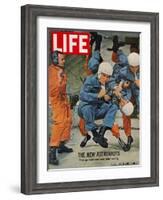 The New Astronauts, Astronauts Learning to Eat in Weightless Environment, September 27, 1963-Ralph Morse-Framed Photographic Print