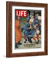The New Astronauts, Astronauts Learning to Eat in Weightless Environment, September 27, 1963-Ralph Morse-Framed Photographic Print